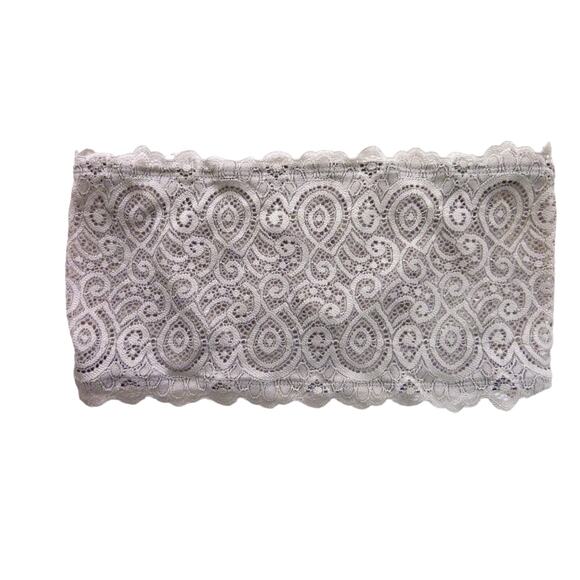 NWOT Lace Scalloped Bandeau Bra Free People Intimately Tube Top M/L Mauve Gray - Picture 1 of 5